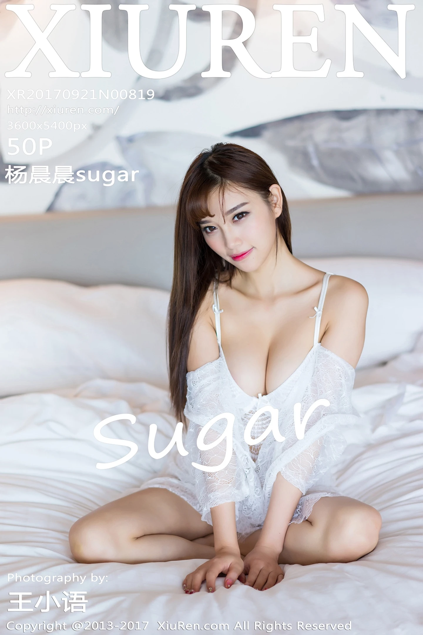 [XiuRen秀人网]No.819_甜美女神杨晨晨sugar居家床上白色蕾丝内衣甜美诱惑写真50P-秀人网 - XiuRen.Space